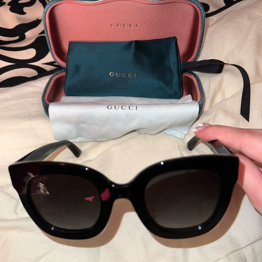 Black cat eye crystal embellished sunglasses